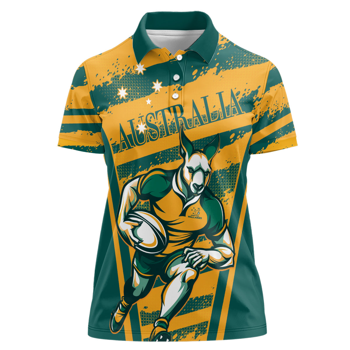 Custom Australia Rugby Women Polo Shirt Wallabies Mascots Indigenous Aboriginal Version