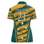 Custom Australia Rugby Women Polo Shirt Wallabies Mascots Indigenous Aboriginal Version