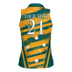 Custom Australia Rugby Women Sleeveless Polo Shirt Wallabies Mascots Indigenous Aboriginal Version
