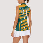 Custom Australia Rugby Women Sleeveless Polo Shirt Wallabies Mascots Indigenous Aboriginal Version