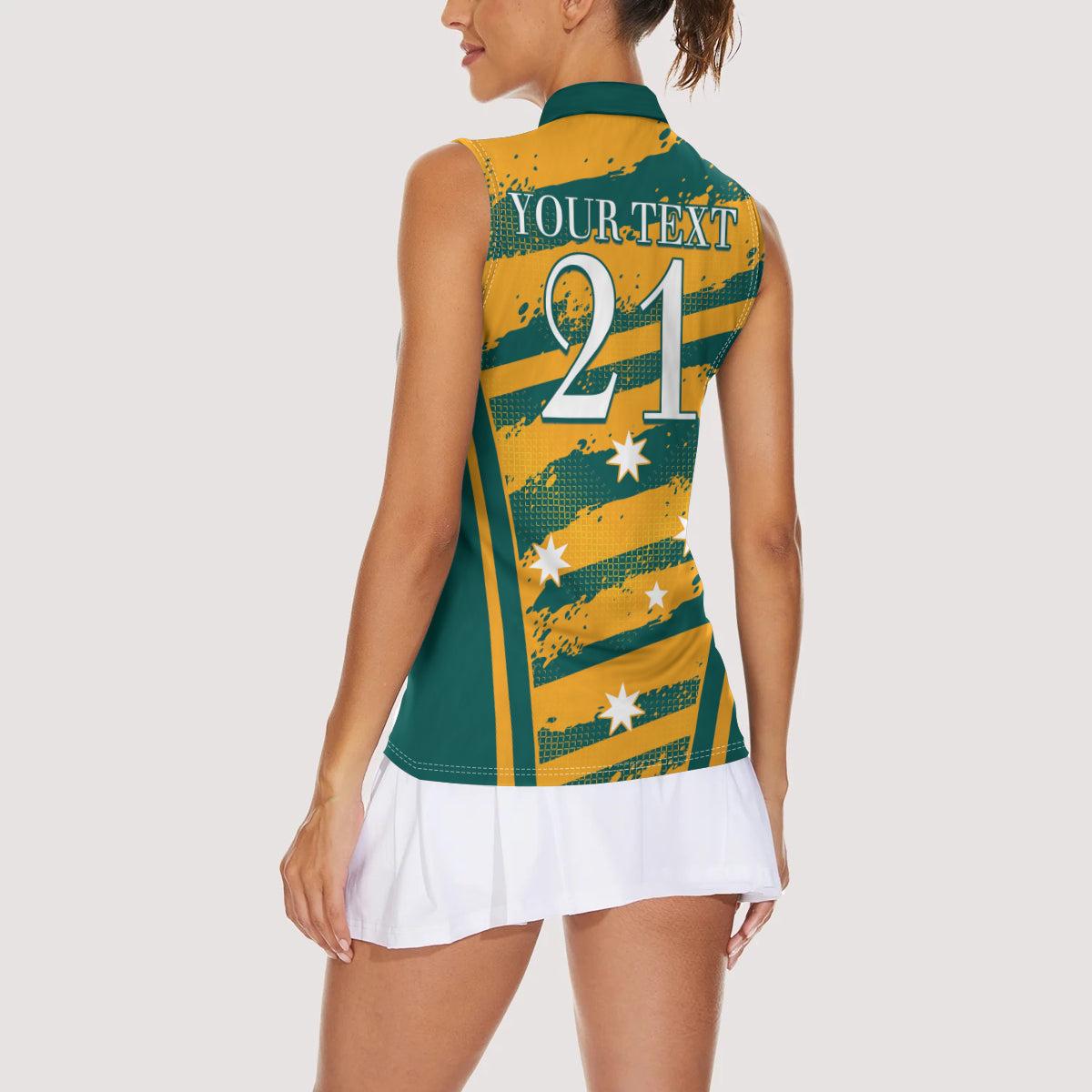 Custom Australia Rugby Women Sleeveless Polo Shirt Wallabies Mascots Indigenous Aboriginal Version