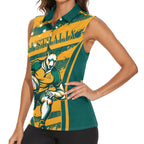 Custom Australia Rugby Women Sleeveless Polo Shirt Wallabies Mascots Indigenous Aboriginal Version