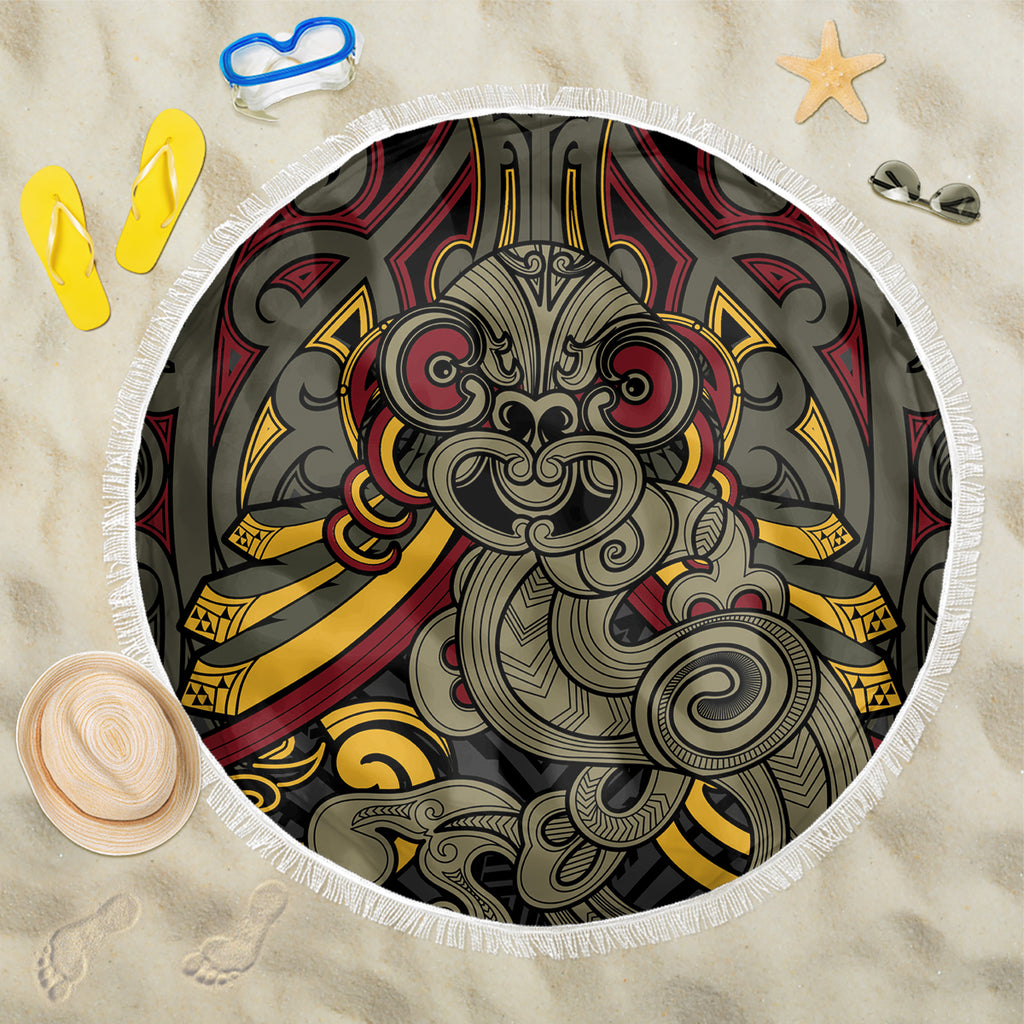 Maori Hei Tiki Tribal Tattoo Beach Blanket