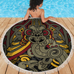 Maori Hei Tiki Tribal Tattoo Beach Blanket