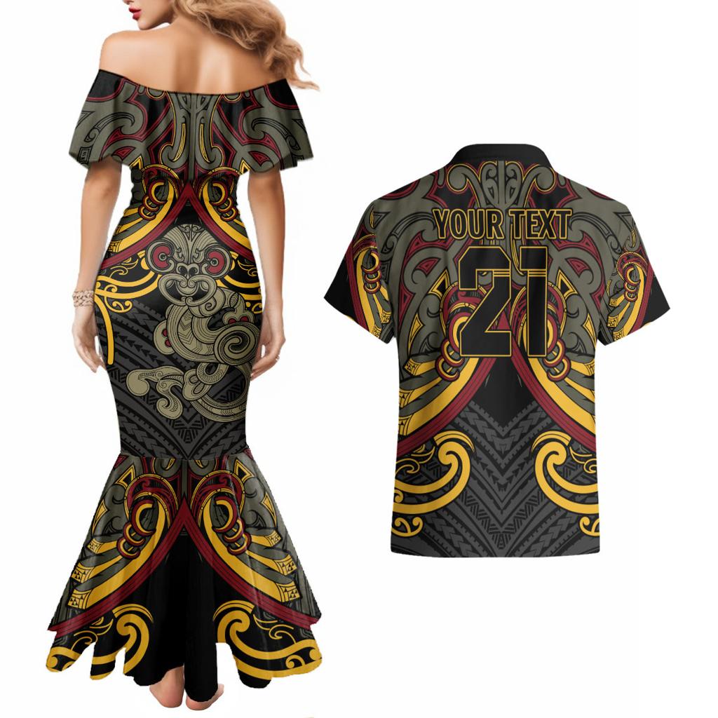 Maori Hei Tiki Tribal Tattoo Couples Matching Mermaid Dress and Hawaiian Shirt