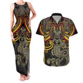 Maori Hei Tiki Tribal Tattoo Couples Matching Tank Maxi Dress and Hawaiian Shirt