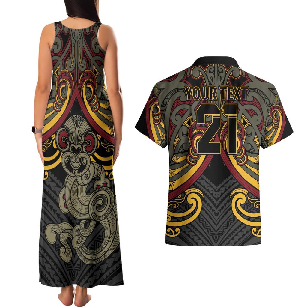 Maori Hei Tiki Tribal Tattoo Couples Matching Tank Maxi Dress and Hawaiian Shirt