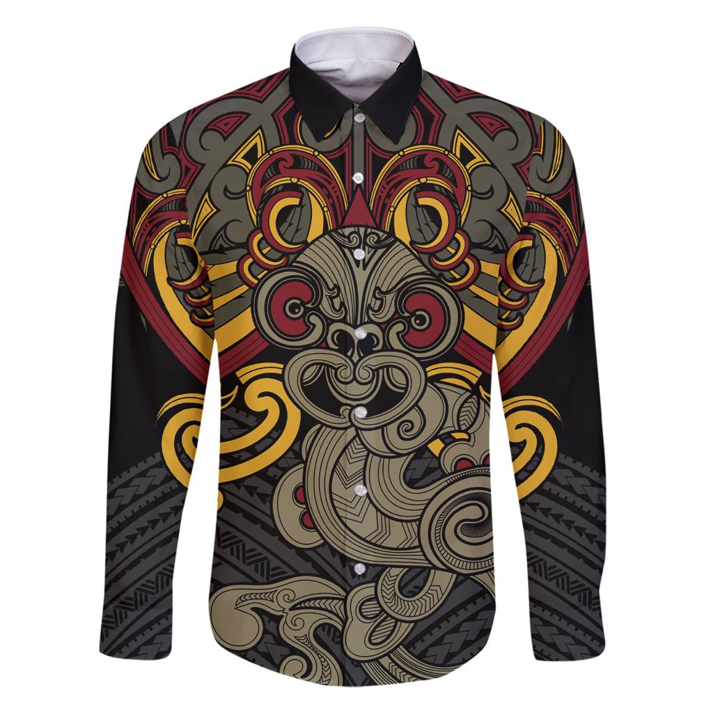 Maori Hei Tiki Tribal Tattoo Family Matching Long Sleeve Bodycon Dress and Hawaiian Shirt