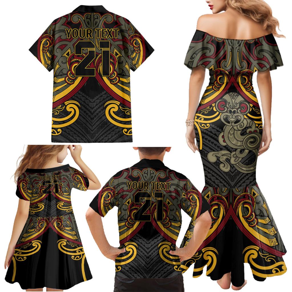 Maori Hei Tiki Tribal Tattoo Family Matching Mermaid Dress and Hawaiian Shirt