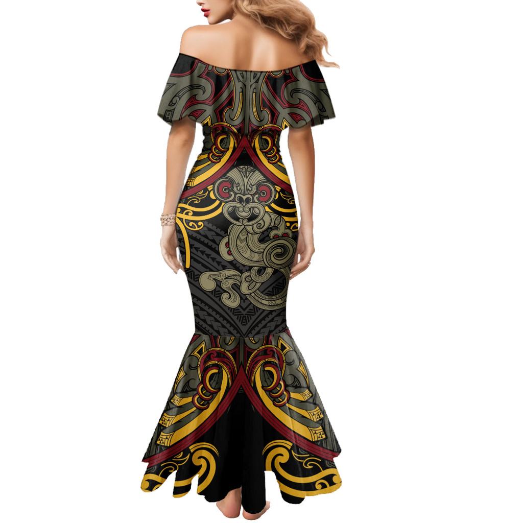 Maori Hei Tiki Tribal Tattoo Family Matching Mermaid Dress and Hawaiian Shirt