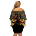 Maori Hei Tiki Tribal Tattoo Family Matching Off Shoulder Short Dress and Hawaiian Shirt