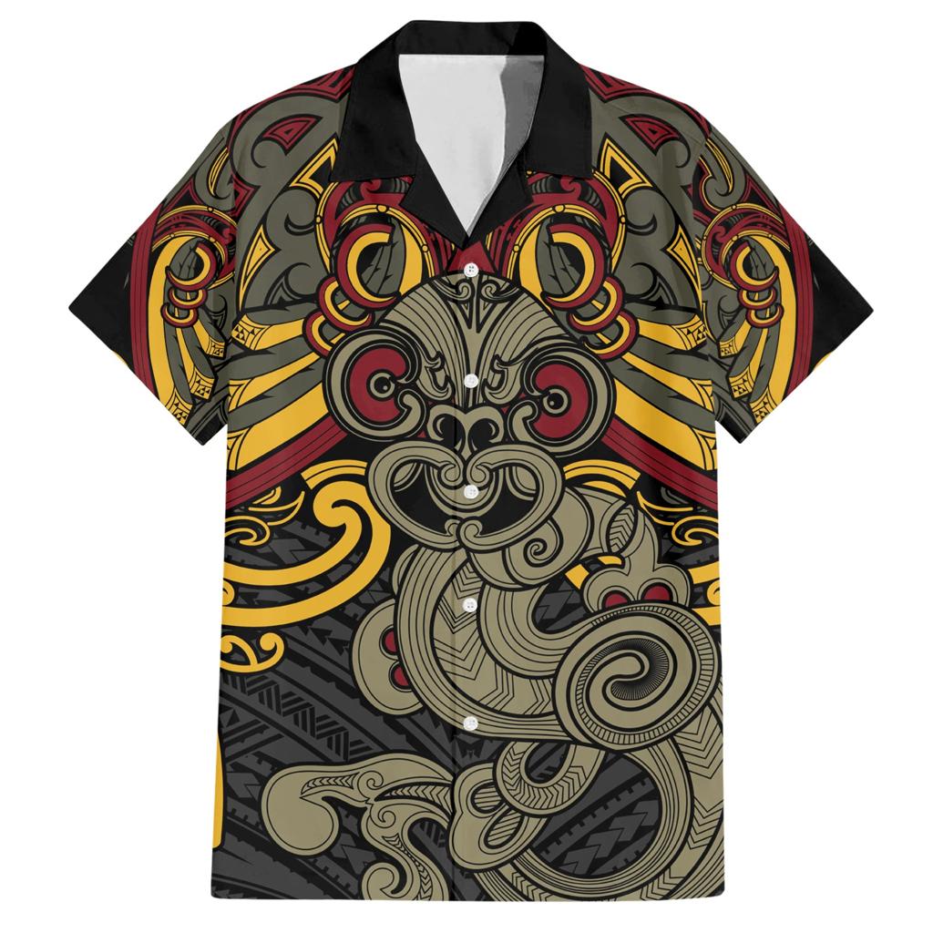 Maori Hei Tiki Tribal Tattoo Family Matching Short Sleeve Bodycon Dress and Hawaiian Shirt