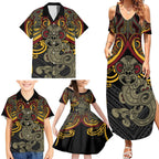 Maori Hei Tiki Tribal Tattoo Family Matching Summer Maxi Dress and Hawaiian Shirt