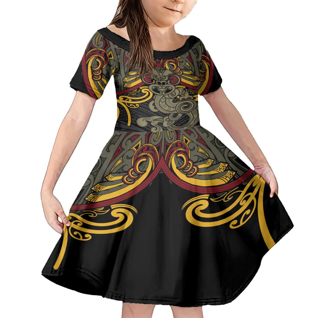 Maori Hei Tiki Tribal Tattoo Family Matching Summer Maxi Dress and Hawaiian Shirt