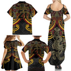 Maori Hei Tiki Tribal Tattoo Family Matching Summer Maxi Dress and Hawaiian Shirt