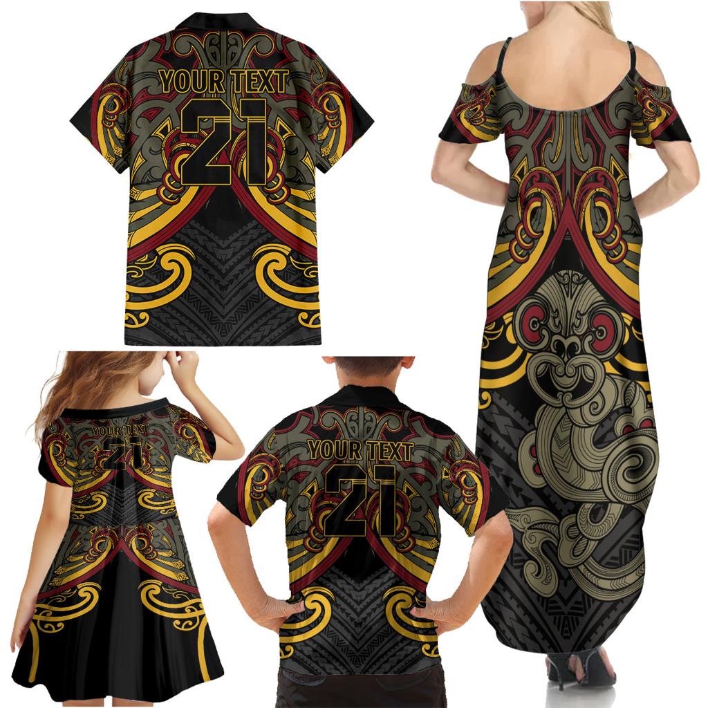 Maori Hei Tiki Tribal Tattoo Family Matching Summer Maxi Dress and Hawaiian Shirt