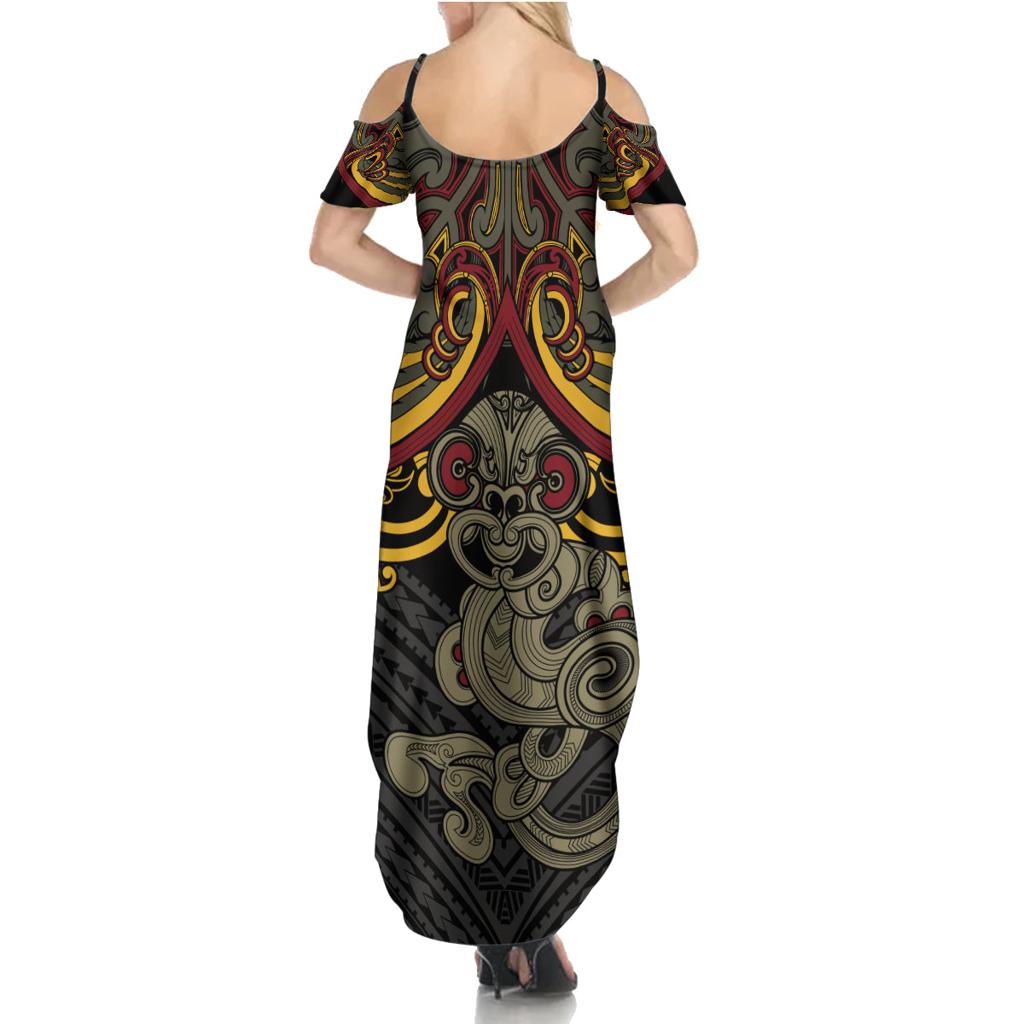 Maori Hei Tiki Tribal Tattoo Family Matching Summer Maxi Dress and Hawaiian Shirt