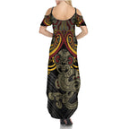 Maori Hei Tiki Tribal Tattoo Family Matching Summer Maxi Dress and Hawaiian Shirt