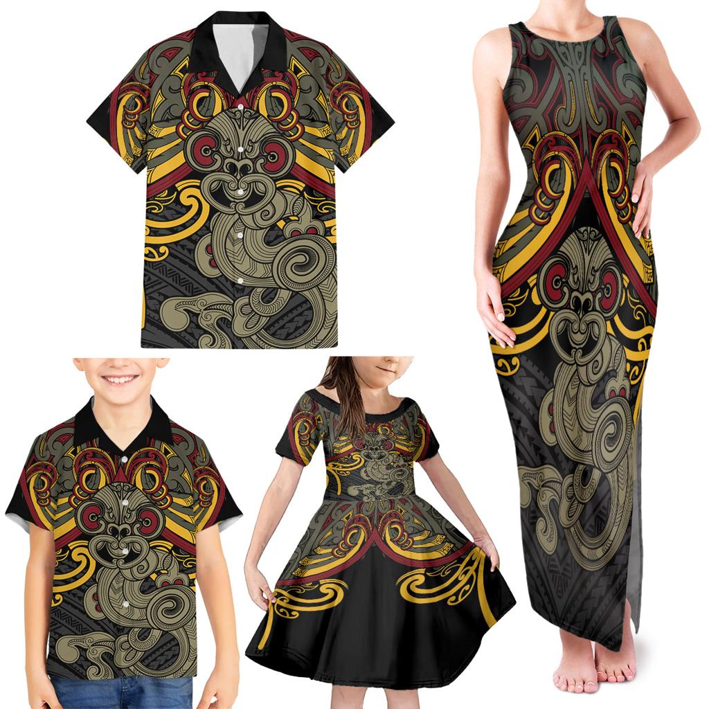 Maori Hei Tiki Tribal Tattoo Family Matching Tank Maxi Dress and Hawaiian Shirt