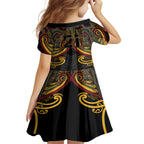 Maori Hei Tiki Tribal Tattoo Kid Short Sleeve Dress
