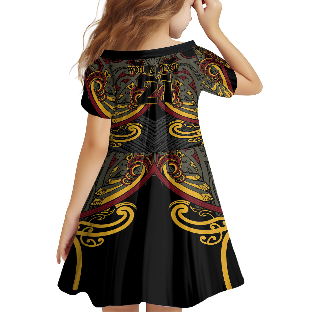 Maori Hei Tiki Tribal Tattoo Kid Short Sleeve Dress