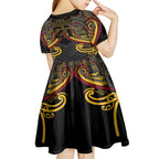 Maori Hei Tiki Tribal Tattoo Kid Short Sleeve Dress