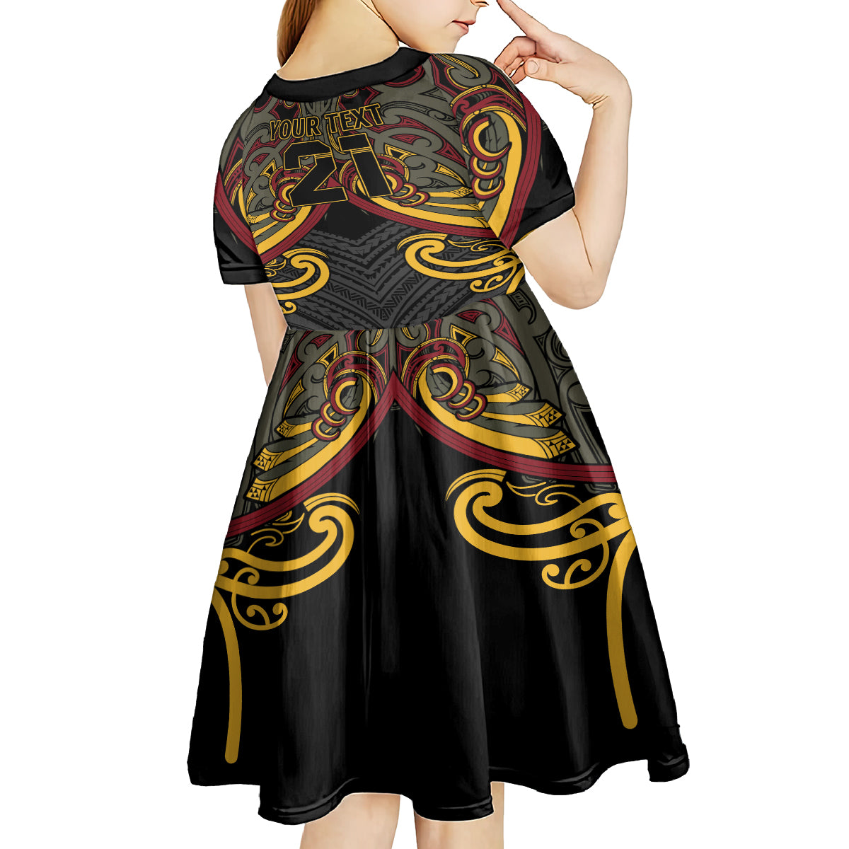 Maori Hei Tiki Tribal Tattoo Kid Short Sleeve Dress