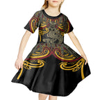 Maori Hei Tiki Tribal Tattoo Kid Short Sleeve Dress