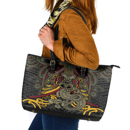 Maori Hei Tiki Tribal Tattoo Leather Tote Bag