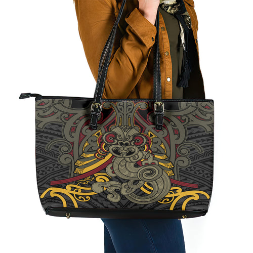 Maori Hei Tiki Tribal Tattoo Leather Tote Bag