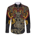 Maori Hei Tiki Tribal Tattoo Long Sleeve Button Shirt