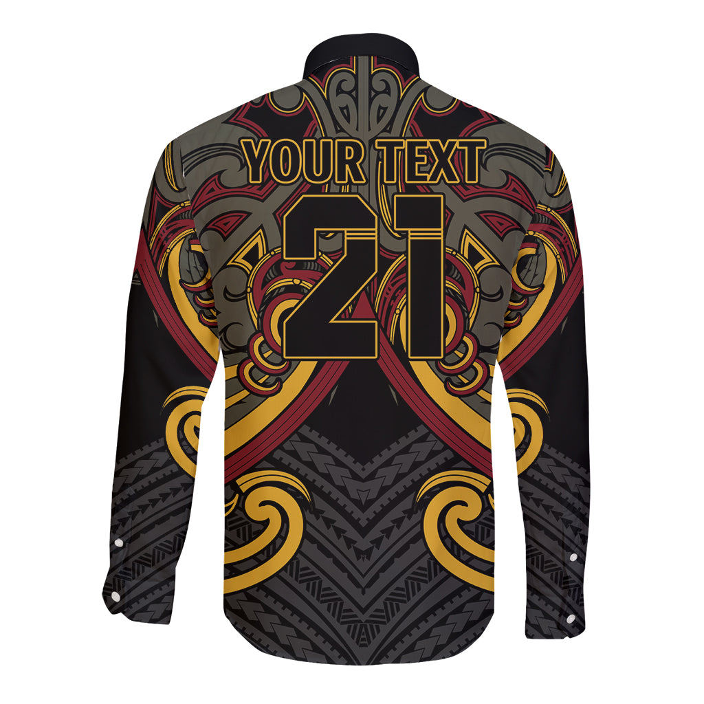 Maori Hei Tiki Tribal Tattoo Long Sleeve Button Shirt