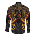 Maori Hei Tiki Tribal Tattoo Long Sleeve Button Shirt