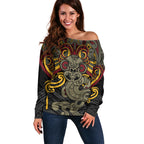 Maori Hei Tiki Tribal Tattoo Off Shoulder Sweater