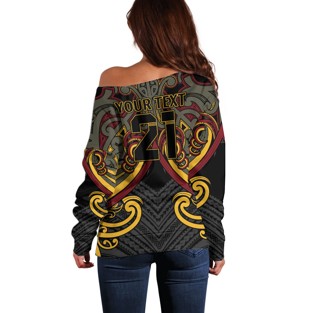 Maori Hei Tiki Tribal Tattoo Off Shoulder Sweater