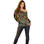 Maori Hei Tiki Tribal Tattoo Off Shoulder Sweater