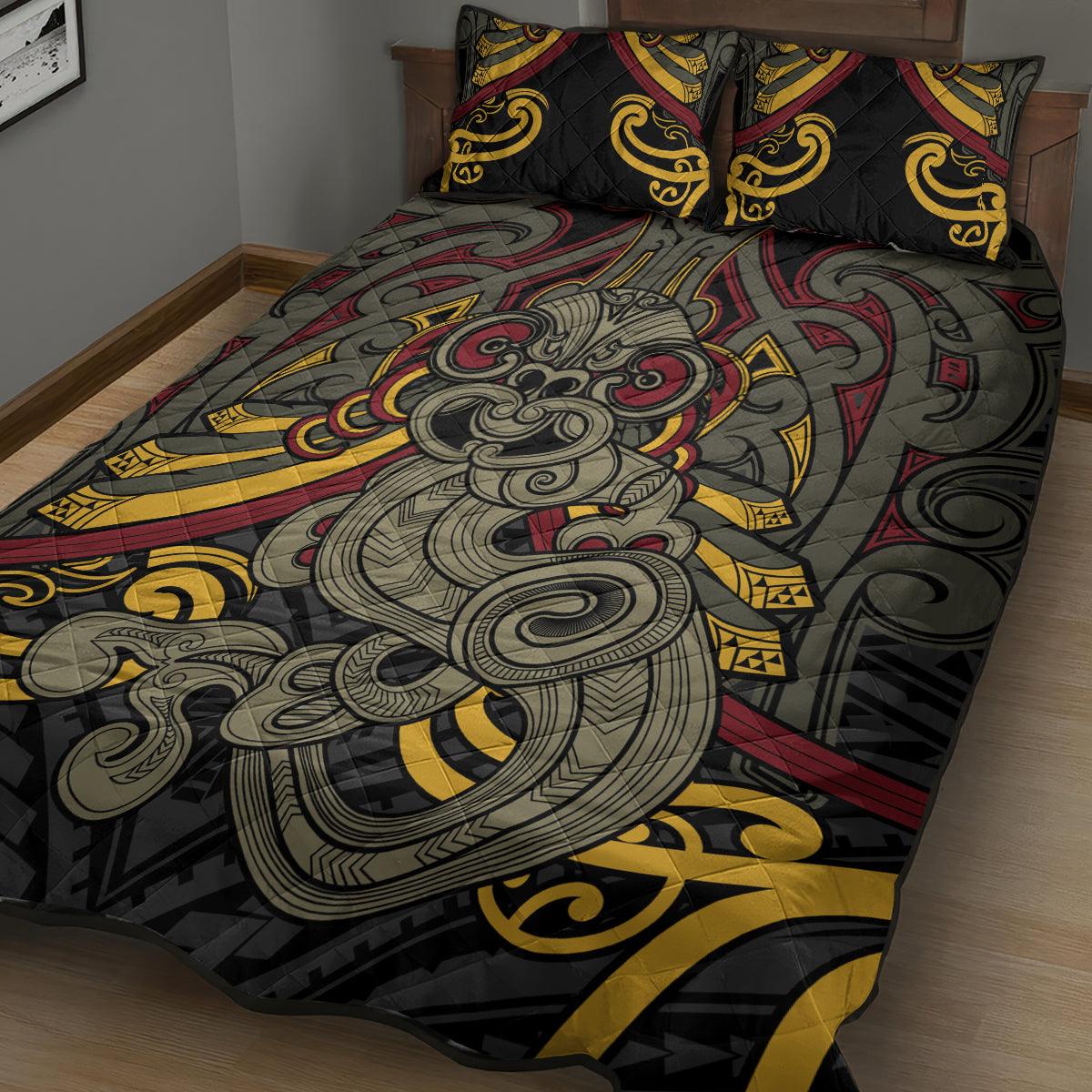 Maori Hei Tiki Tribal Tattoo Quilt Bed Set