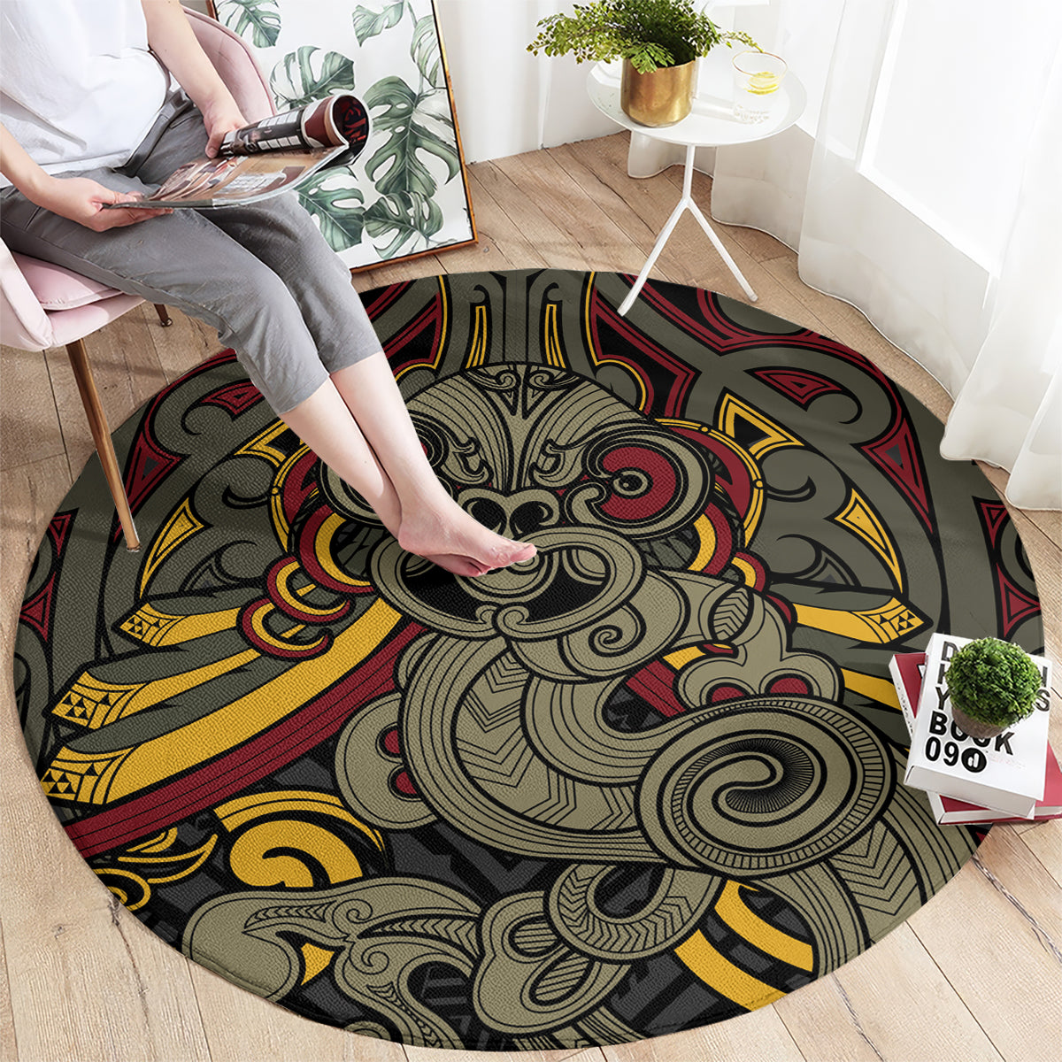 Maori Hei Tiki Tribal Tattoo Round Carpet