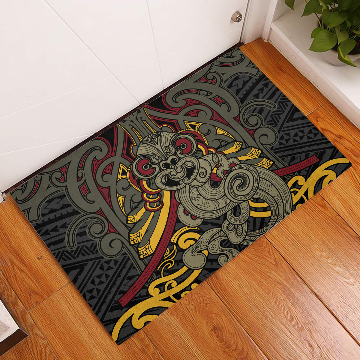 Maori Hei Tiki Tribal Tattoo Rubber Doormat
