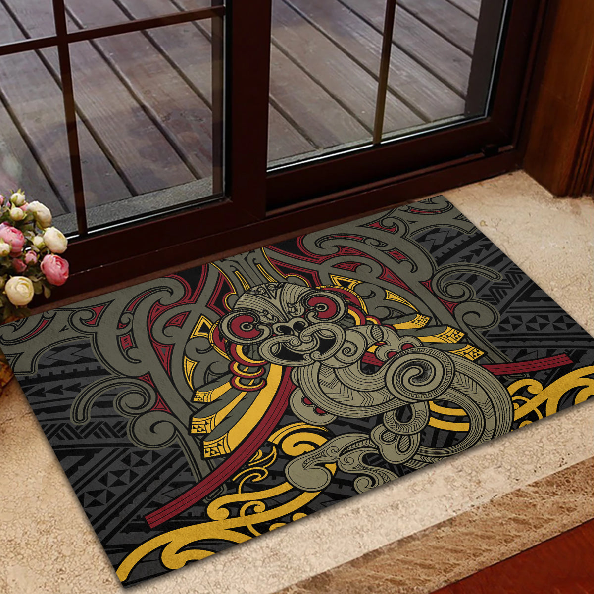 Maori Hei Tiki Tribal Tattoo Rubber Doormat