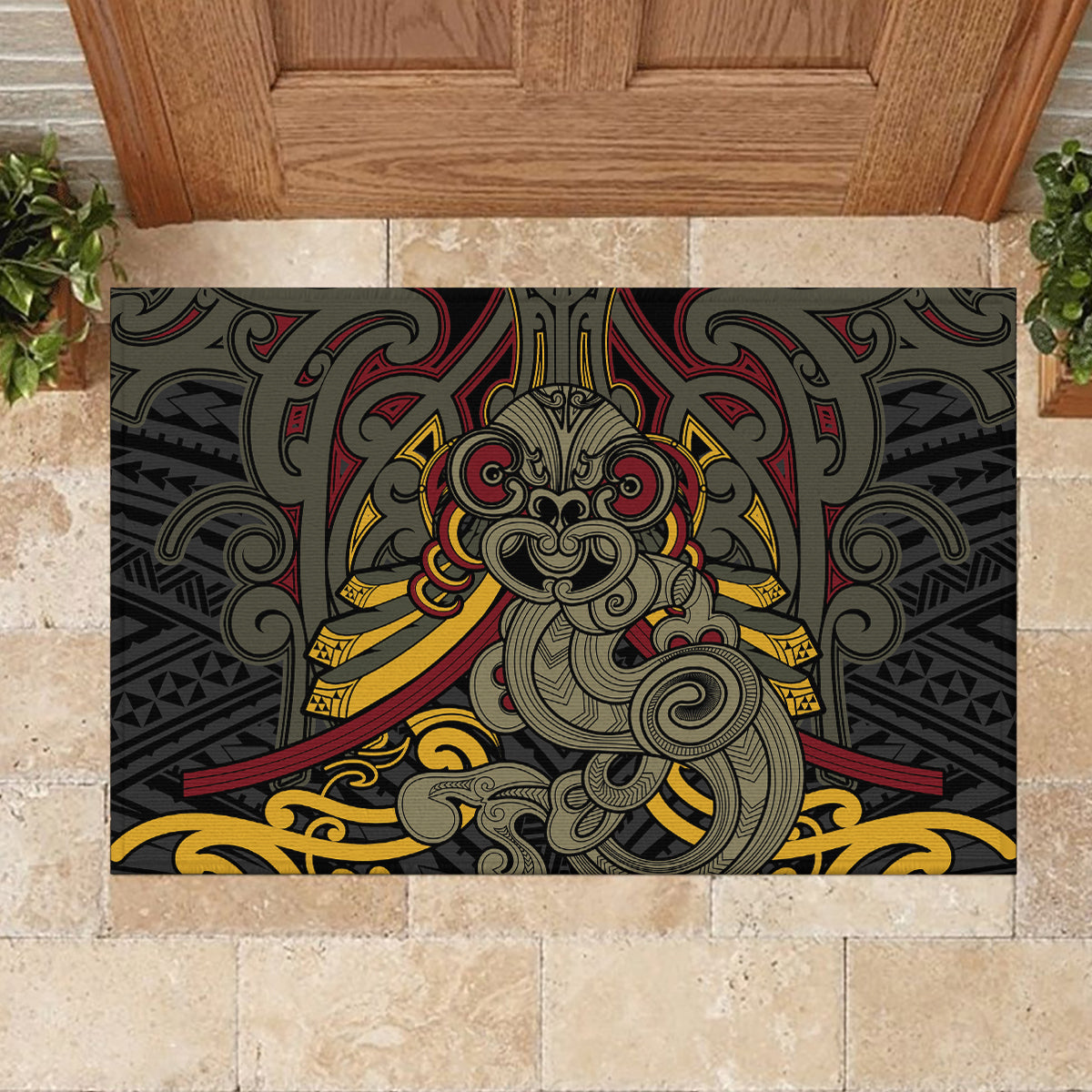 Maori Hei Tiki Tribal Tattoo Rubber Doormat