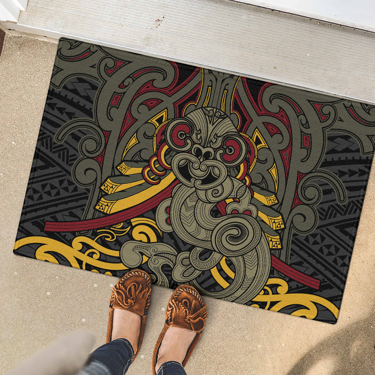 Maori Hei Tiki Tribal Tattoo Rubber Doormat