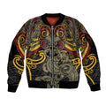 Maori Hei Tiki Tribal Tattoo Sleeve Zip Bomber Jacket