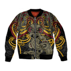 Maori Hei Tiki Tribal Tattoo Sleeve Zip Bomber Jacket