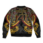 Maori Hei Tiki Tribal Tattoo Sleeve Zip Bomber Jacket