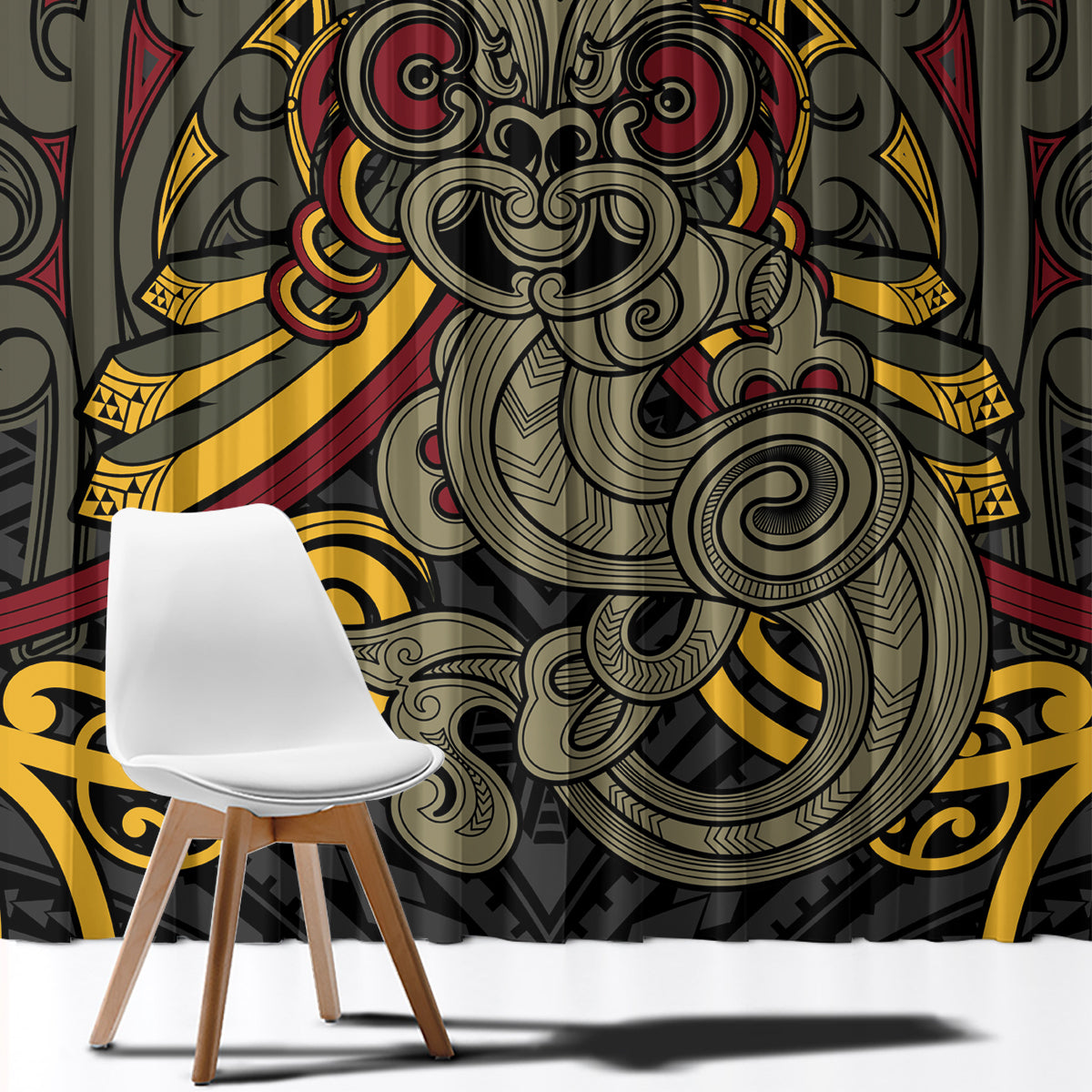 Maori Hei Tiki Tribal Tattoo Window Curtain