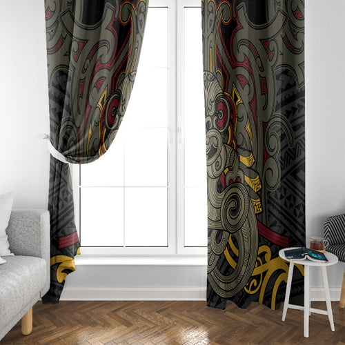 Maori Hei Tiki Tribal Tattoo Window Curtain