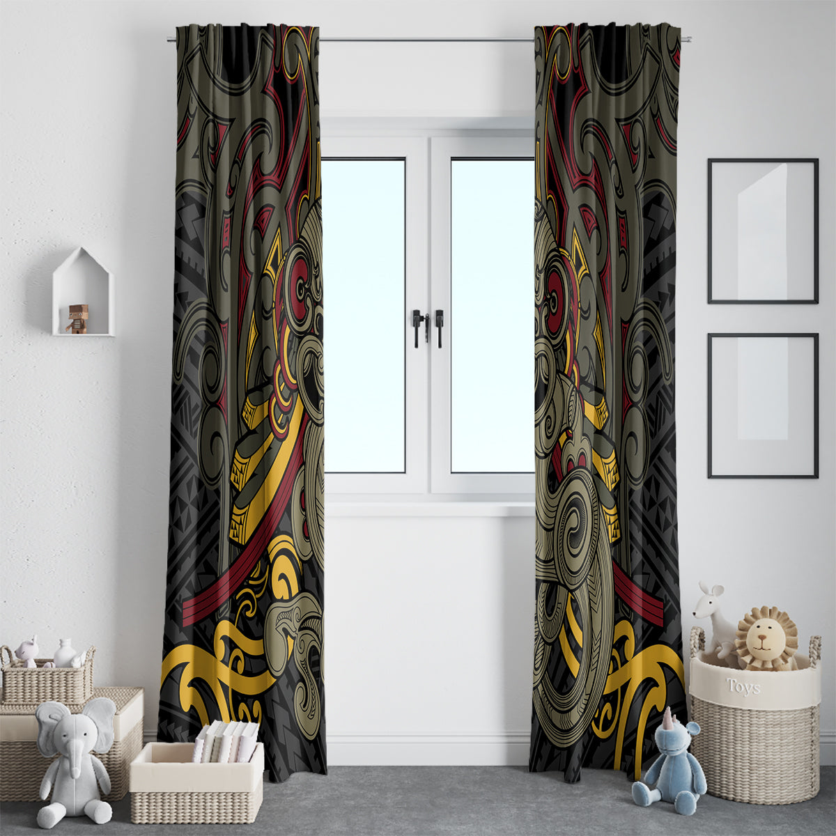 Maori Hei Tiki Tribal Tattoo Window Curtain