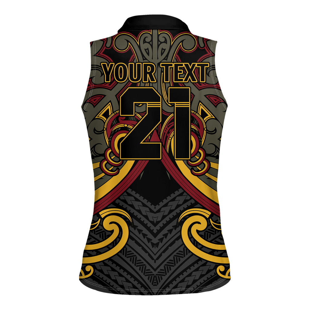 Maori Hei Tiki Tribal Tattoo Women Sleeveless Polo Shirt