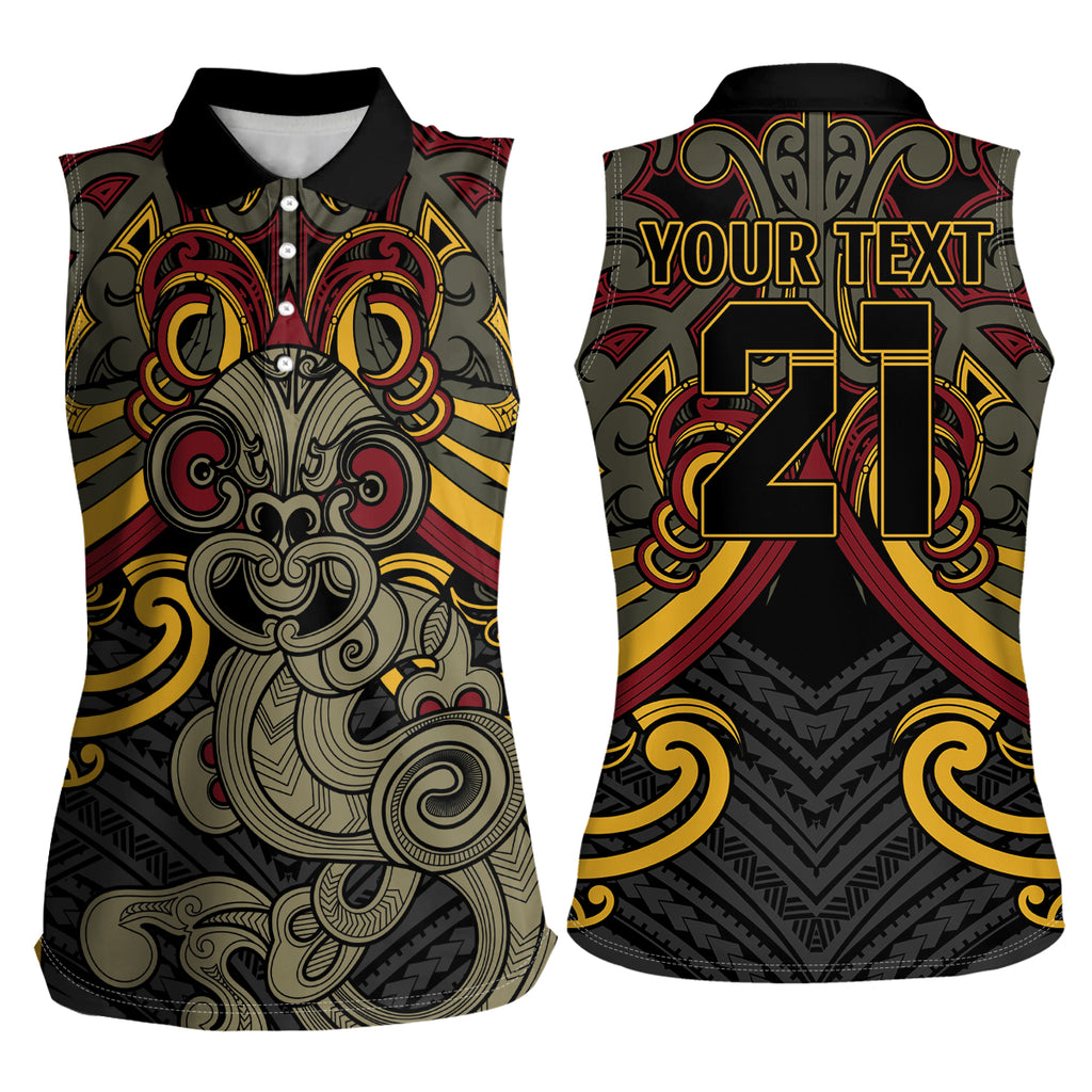 Maori Hei Tiki Tribal Tattoo Women Sleeveless Polo Shirt